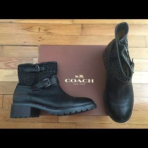 Coach Gates Women’s US Moto Studded Black Boots